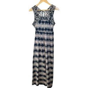 Charlie Jade Sleeveless Lightweight Blue Smocked Cut Out Maxi Dress. Small.